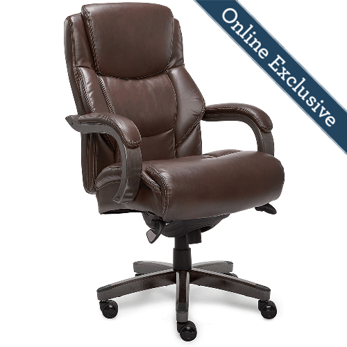 Delano Big & Tall Executive Office Chair, Chestnut Brown with Distressed Wood