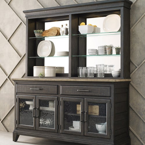 Plank Road Rockland Hutch and Buffet Charcoal Finish