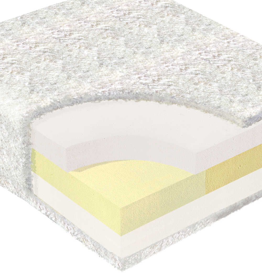 Cutaway showing layers of Comfortcore® gel cushion