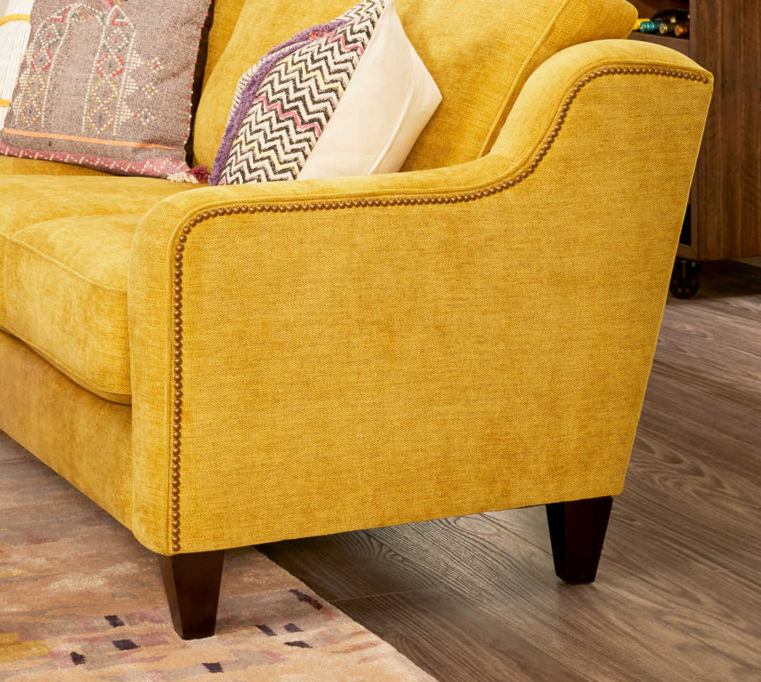 Closeup of Aberdeen Sofa with custom nailhead trim